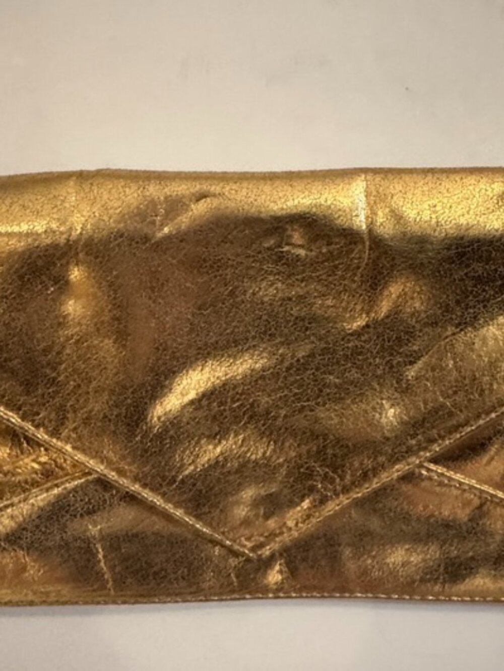 Foley + Corinna Gold Metallic Leather Chain Clutch — Statement Evening Bag - Picture 5 of 8